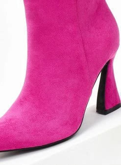 The Fashion Project Μποτάκια Suede με τακούνι καμπάνα - Φούξια -The Fashion Project κατάστημα mpotakia suede me takouni kampana 107165 bdc3