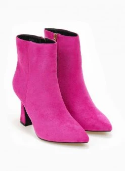 The Fashion Project Μποτάκια Suede με τακούνι καμπάνα - Φούξια -The Fashion Project κατάστημα mpotakia suede me takouni kampana 107165 oxln
