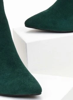 The Fashion Project Μποτάκια Suede με τακούνι καμπάνα - Κυπαρισσί -The Fashion Project κατάστημα mpotakia suede me takouni kampana 107166 ejvl