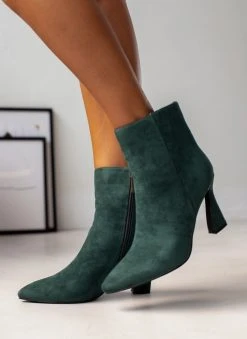 The Fashion Project Μποτάκια Suede με τακούνι καμπάνα - Κυπαρισσί