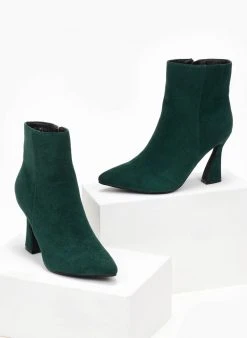 The Fashion Project Μποτάκια Suede με τακούνι καμπάνα - Κυπαρισσί -The Fashion Project κατάστημα mpotakia suede me takouni kampana 107166 kyxs