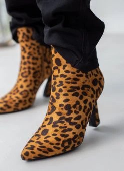 The Fashion Project Μποτάκια Suede με τακούνι καμπάνα - Μαύρο/Μπεζ -The Fashion Project κατάστημα mpotakia suede me takouni kampana 107167 buft