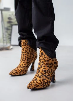 The Fashion Project Μποτάκια Suede με τακούνι καμπάνα - Μαύρο/Μπεζ