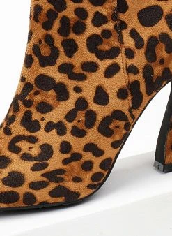 The Fashion Project Μποτάκια Suede με τακούνι καμπάνα - Μαύρο/Μπεζ -The Fashion Project κατάστημα mpotakia suede me takouni kampana 107167 k80z