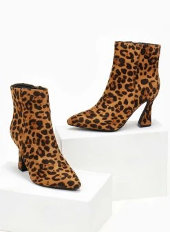 The Fashion Project Μποτάκια Suede με τακούνι καμπάνα - Μαύρο/Μπεζ -The Fashion Project κατάστημα mpotakia suede me takouni kampana 107167 ukc4