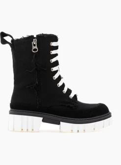 The Fashion Project Αρβυλάκια τζιν με ξέφτια στις ραφές - Μαύρο