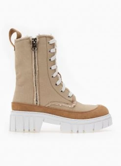 The Fashion Project Αρβυλάκια τζιν με ξέφτια στις ραφές - Μπεζ