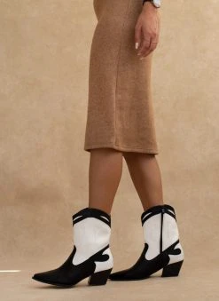 The Fashion Project Μποτάκια Cowboy με διχρωμία - Μαύρο -The Fashion Project κατάστημα mpotakia western me dixrwmia 108837 rfku