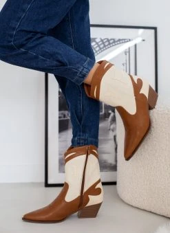 The Fashion Project Μποτάκια Cowboy με διχρωμία - Μπεζ