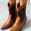The Fashion Project Μποτάκια Cowboy με διχρωμία - Καφέ