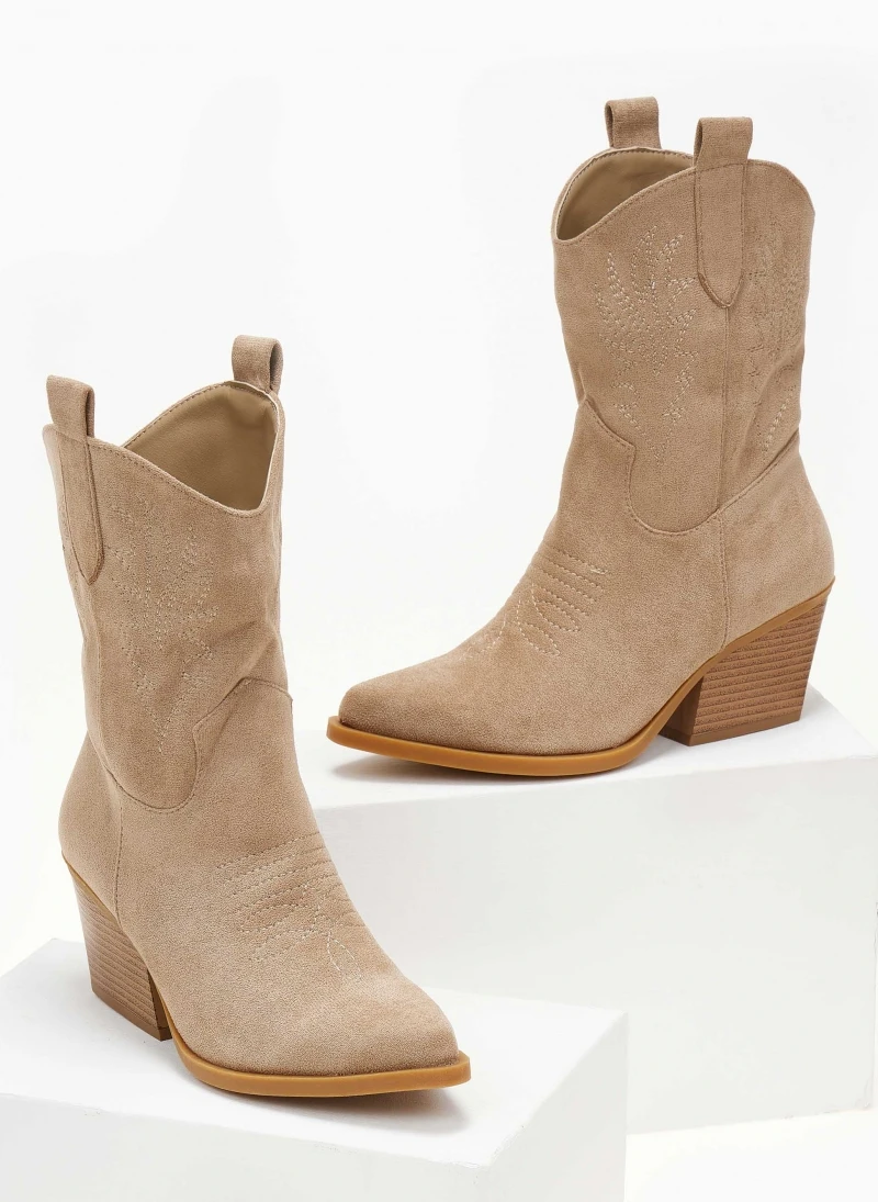 The Fashion Project Μποτάκια Western με ξύλινο τακούνι - Πούρο 5 The Fashion Project Μποτάκια Western με ξύλινο τακούνι - Πούρο - Image 5