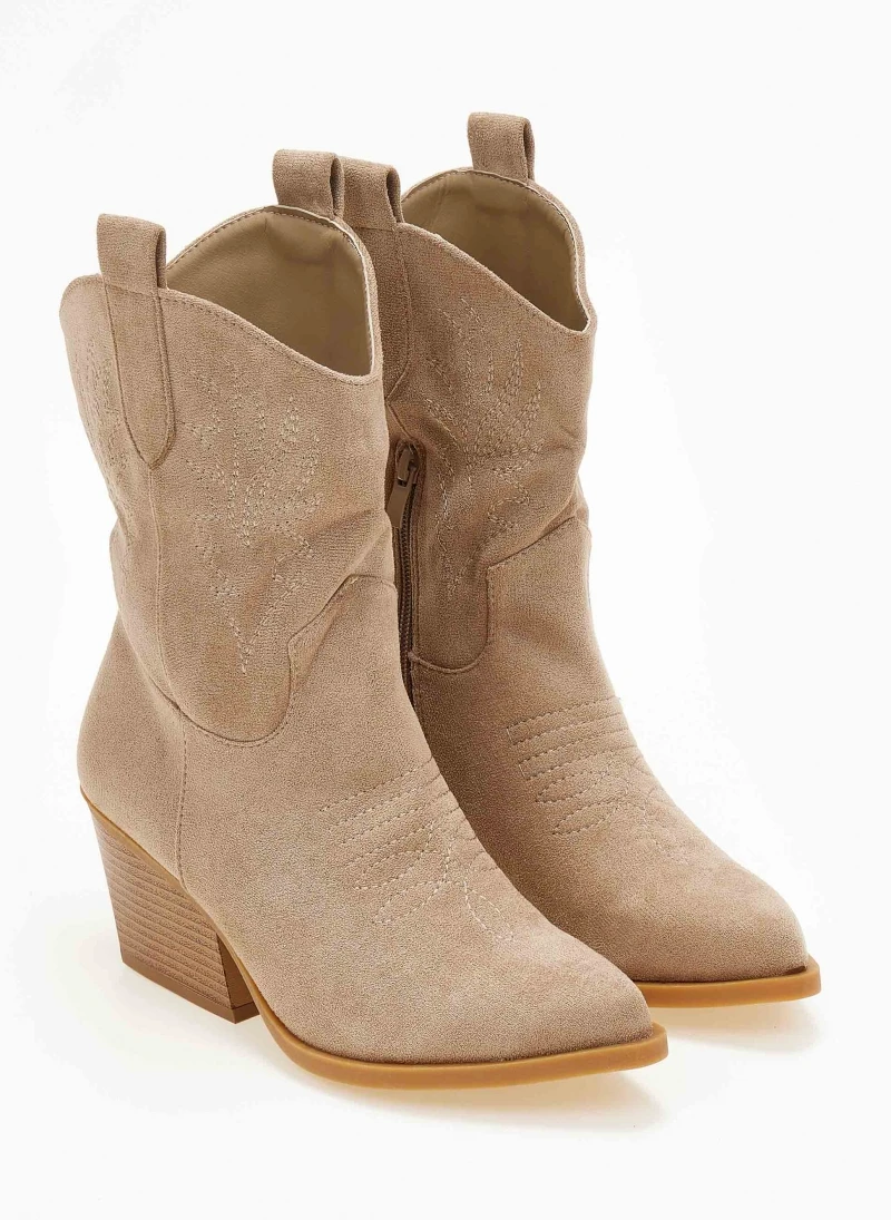 The Fashion Project Μποτάκια Western με ξύλινο τακούνι - Πούρο 6 The Fashion Project Μποτάκια Western με ξύλινο τακούνι - Πούρο - Image 6