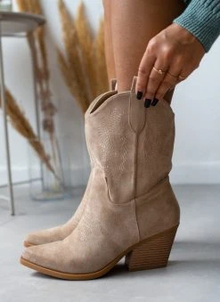 The Fashion Project Μποτάκια Western με ξύλινο τακούνι - Πούρο