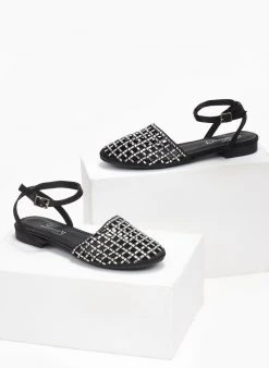 The Fashion Project Μπαλαρίνες με στρας - Μαύρο -The Fashion Project κατάστημα mules diatrita me strass 110862 vkak