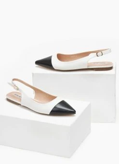 The Fashion Project Μπαλαρίνες μυτερές με λουράκι - Λευκό/Μαύρο -The Fashion Project κατάστημα mules mutera me louraki 110847 aurk