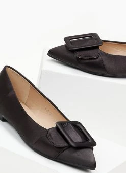 The Fashion Project Μπαλαρίνες σατέν μυτερές - Μαύρο -The Fashion Project κατάστημα mutera flat saten govakia 99791 ysaj