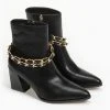 The Fashion Project Μποτάκια με αλυσίδες στα λουράκια - Μαύρο