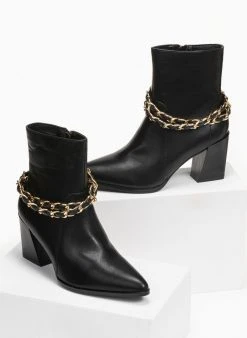 The Fashion Project Μποτάκια με αλυσίδες στα λουράκια - Μαύρο -The Fashion Project κατάστημα mutera mpotakia me alusides sta lourakia 95490 xm5h