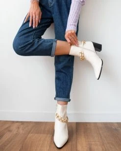 The Fashion Project Μποτάκια με αλυσίδες στα λουράκια - Μπεζ