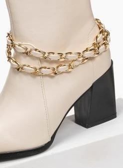 The Fashion Project Μποτάκια με αλυσίδες στα λουράκια - Μπεζ -The Fashion Project κατάστημα mutera mpotakia me alusides sta lourakia 95491 zsaw