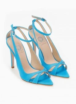 Estil Πέδιλα με μπαρέτα και ανοίγματα Tfp - Τυρκουάζ -The Fashion Project κατάστημα mutera saten pedila 103211 9feh