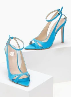 Estil Πέδιλα με μπαρέτα και ανοίγματα Tfp - Τυρκουάζ -The Fashion Project κατάστημα mutera saten pedila 103211 d6ky