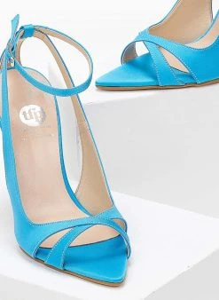 Estil Πέδιλα με μπαρέτα και ανοίγματα Tfp - Τυρκουάζ -The Fashion Project κατάστημα mutera saten pedila 103211 r1wk