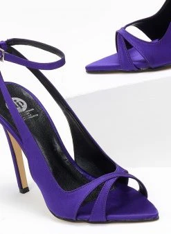 Estil Πέδιλα με μπαρέτα και ανοίγματα Tfp - Μωβ -The Fashion Project κατάστημα mutera saten pedila 108372 mrbh