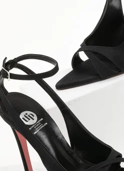 Estil Πέδιλα με μπαρέτα και ανοίγματα Tfp - Μαύρο -The Fashion Project κατάστημα mutera saten pedila 96961 gpjm