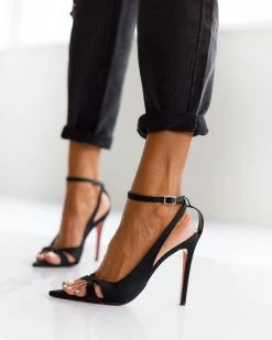 Estil Πέδιλα με μπαρέτα και ανοίγματα Tfp - Μαύρο -The Fashion Project κατάστημα mutera saten pedila 96961 n7wg