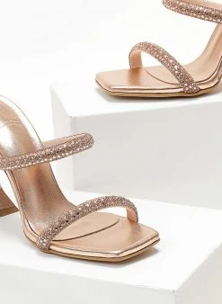 Πέδιλα δερμάτινα TFP με κρύσταλλα - Χαλκός -The Fashion Project κατάστημα pedila dermatina tfp me krustalla 104734 lxyz