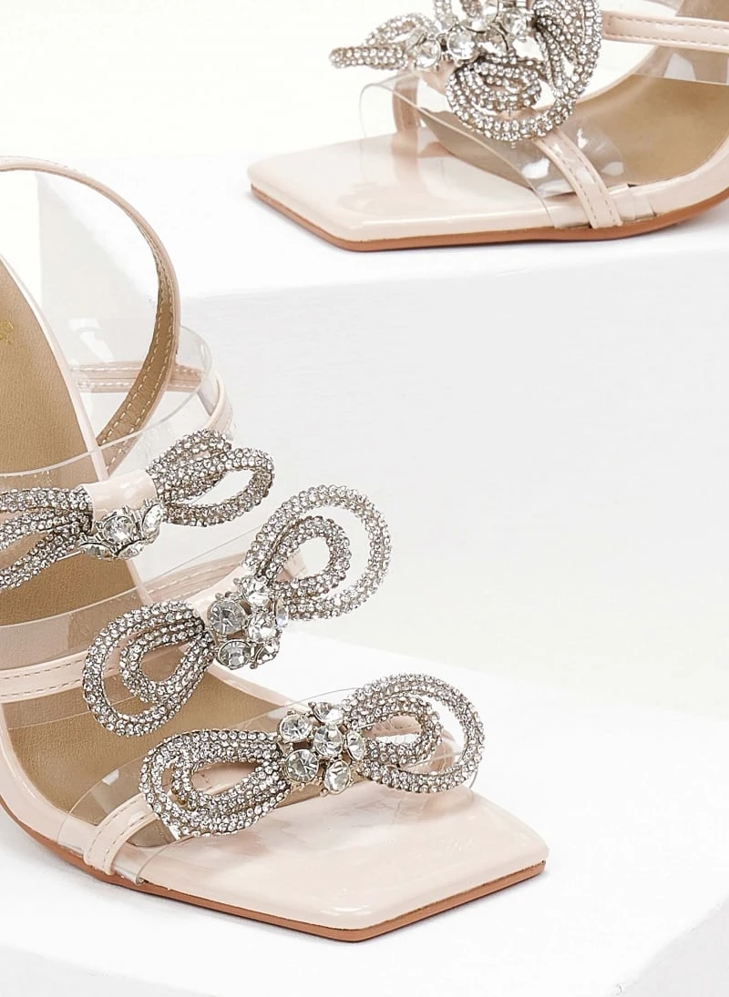 The Fashion Project Πέδιλα με στρας φιόγκους και διαφάνεια - Μπεζ 6 The Fashion Project Πέδιλα με στρας φιόγκους και διαφάνεια - Μπεζ - Image 6