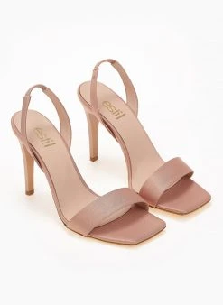 Πέδιλα με μπαρέτα υφασμάτινα Estil - Nude -The Fashion Project κατάστημα pedila estil saten me lepti fasa 101805 ke10