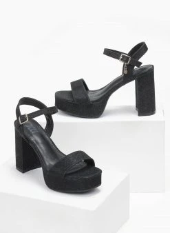 Xti Footwear Πέδιλα με μπαρέτα και Glitter Xti141260 - Μαύρο -The Fashion Project κατάστημα pedila glitter me mpareta xti141260 110256 xes3