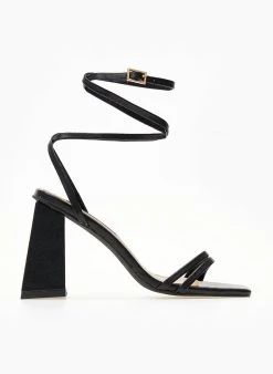 The Fashion Project Πέδιλα Lace Up με λουράκια - Μαύρο