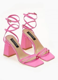 The Fashion Project Πέδιλα Lace Up με λουράκια - Φούξια -The Fashion Project κατάστημα pedila kare me lepta lourakia 104669 ffpn