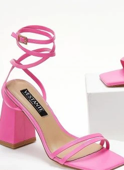 The Fashion Project Πέδιλα Lace Up με λουράκια - Φούξια -The Fashion Project κατάστημα pedila kare me lepta lourakia 104669 n4f1