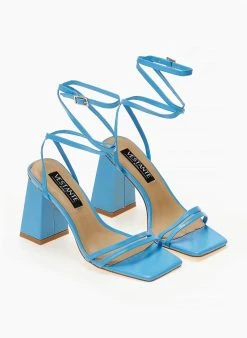 The Fashion Project Πέδιλα Lace Up με λουράκια - Τυρκουάζ -The Fashion Project κατάστημα pedila kare me lepta lourakia 104670 sjc8