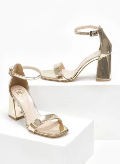 Πέδιλα με μπαρέτα λουστρίνι Tfp - Χρυσό -The Fashion Project κατάστημα pedila loustrini me mpareta tfp 110887 5wr1