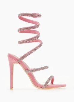 The Fashion Project Πέδιλα Lace Up με στρας - Ροζ