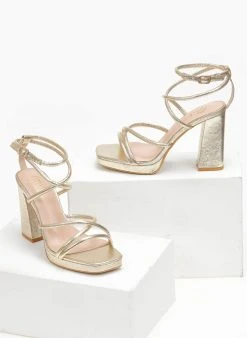 The Fashion Project Πέδιλα με φιάπα και μπαρέτα - Χρυσό -The Fashion Project κατάστημα pedila me fiapa kai mpareta 111690 kxww