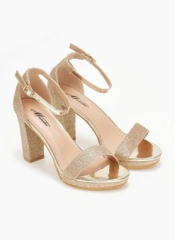 TFP Πέδιλα με μπαρέτα και Glitter - Χρυσό -The Fashion Project κατάστημα pedila me glitter kai mpareta 110651 zlak