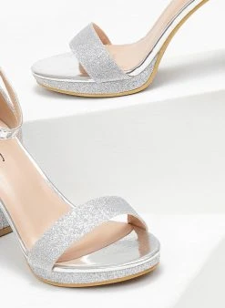 TFP Πέδιλα με μπαρέτα και Glitter - Ασημί -The Fashion Project κατάστημα pedila me glitter kai mpareta 110653 bskw