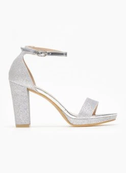 TFP Πέδιλα με μπαρέτα και Glitter - Ασημί