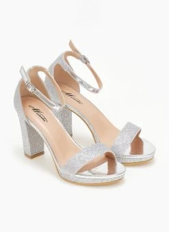 TFP Πέδιλα με μπαρέτα και Glitter - Ασημί -The Fashion Project κατάστημα pedila me glitter kai mpareta 110653 uob4