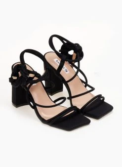 The Fashion Project Πέδιλα με Lace Up δέσιμο - Μαύρο -The Fashion Project κατάστημα pedila me lace up desimo 104809 8ch6