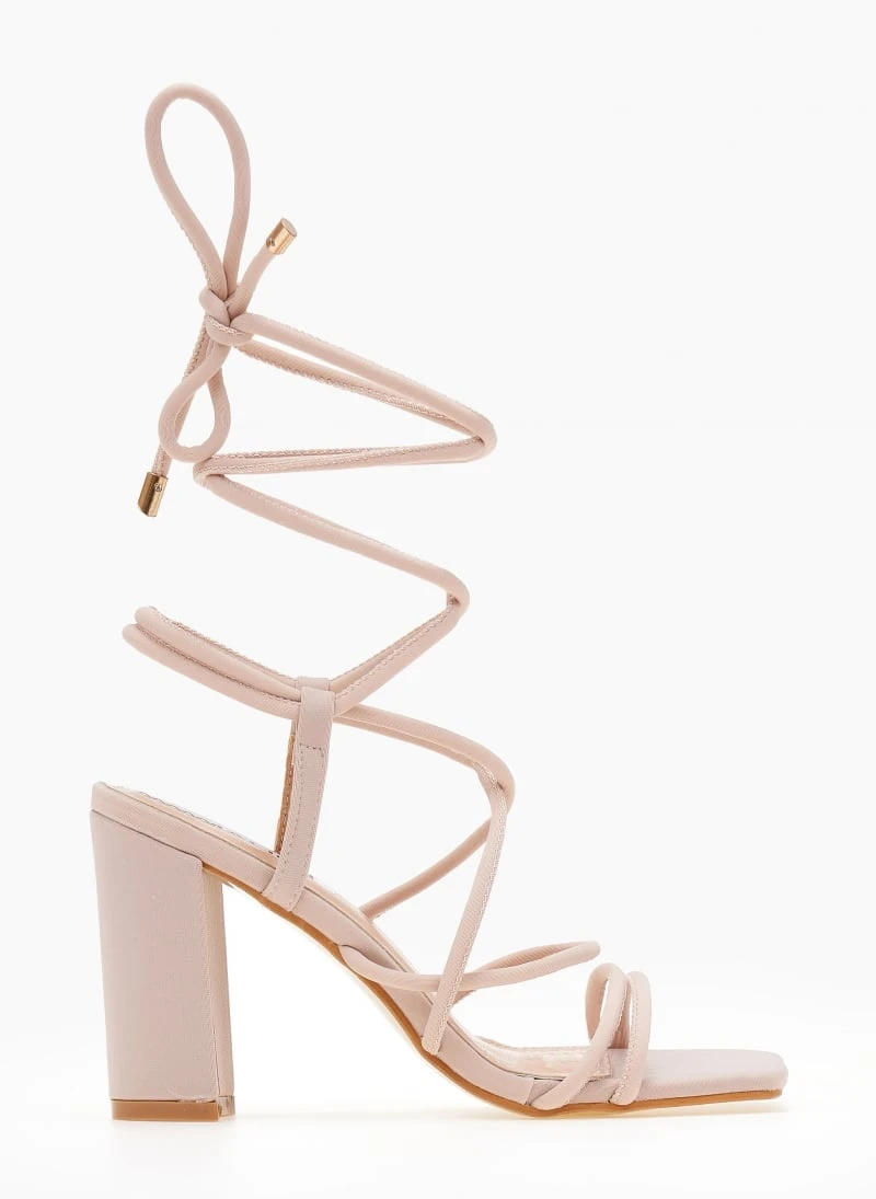 The Fashion Project Πέδιλα με Lace Up δέσιμο - Μπεζ 1 The Fashion Project Πέδιλα με Lace Up δέσιμο - Μπεζ