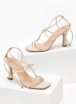 The Fashion Project Πέδιλα Lace Up με στριφτά λουράκια - Μπεζ -The Fashion Project κατάστημα pedila me lepta kordonia 101781 4dgs