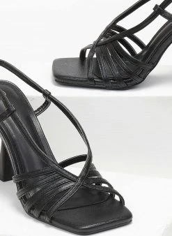 The Fashion Project Πέδιλα με λεπτά λουράκια - Μαύρο -The Fashion Project κατάστημα pedila me lepta lourakia 110742 de2g