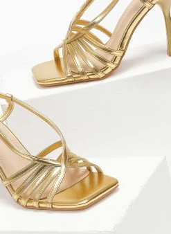 The Fashion Project Πέδιλα με λεπτά λουράκια - Χρυσό -The Fashion Project κατάστημα pedila me lepta lourakia 110743 66kk